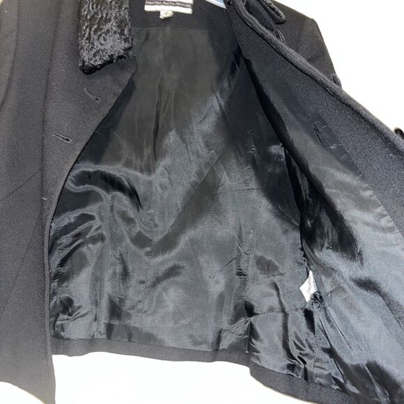 Amanda Smith Petites Black Wool Jacket Blazer Women’s Size 8P fur collar - Picture 6 of 10